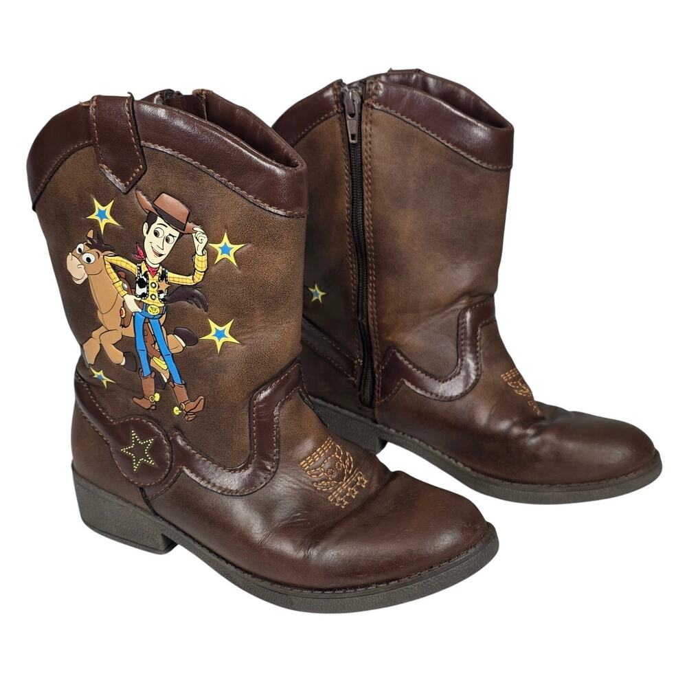 DISNEY PIXAR 2018 TOY STORY WOODY & BULLSEYE KIDS’ BROWN COWBOY BOOTS – SIZE 12